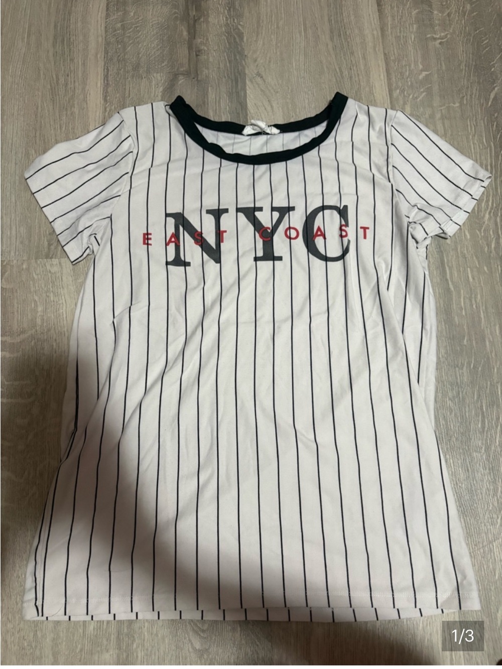 3 for $14 Society White Black Striped 'NYC' Short Sleeve size small